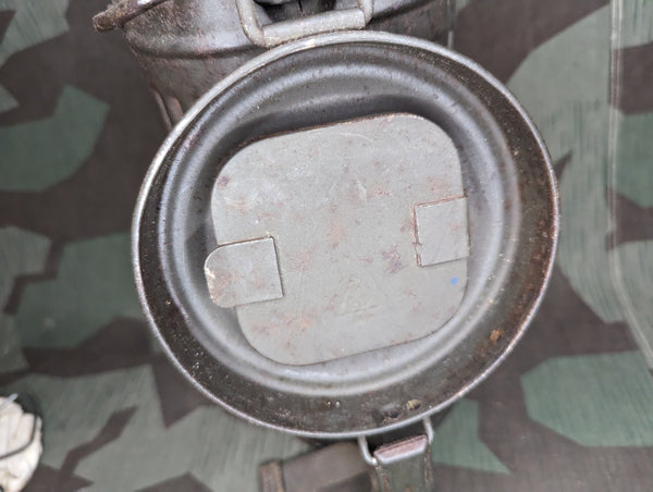 M38 Gas Mask in Late War Can with Lenses, Cloth, and Retainer
