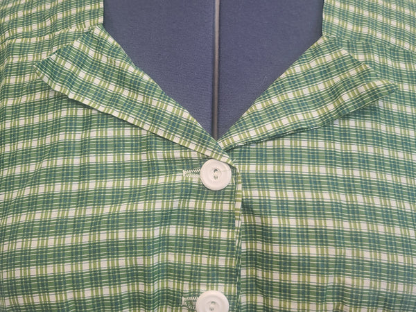 Green Plaid Print Dress <br> (B-43" W-38" H-45")