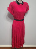 Bright Pink Dress with Velvet Collar <br> (B-37" W-27" H-41")