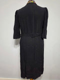 Black Rayon Dress with Colorful Print Wrap Around Top <br> (B-42" W-35" H-41")