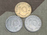 Spring Loaded Reichsmark Coin Holder with 3 Coins