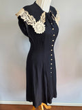 Black Dress with White Lace and Buttons <br> (B-36" W-29" H-35")