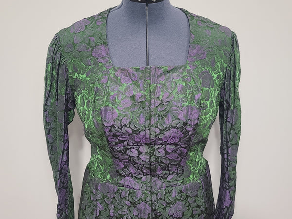 Green and Purple Dirndl <br> (B-40" W-34" H-50")