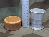 Collapsible German Aluminum Cup w Cardboard Container