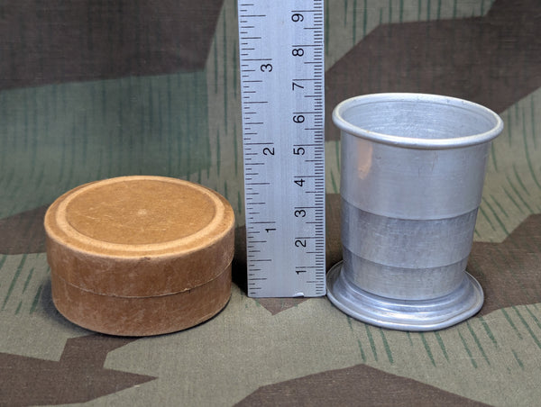 Collapsible German Aluminum Cup w Cardboard Container