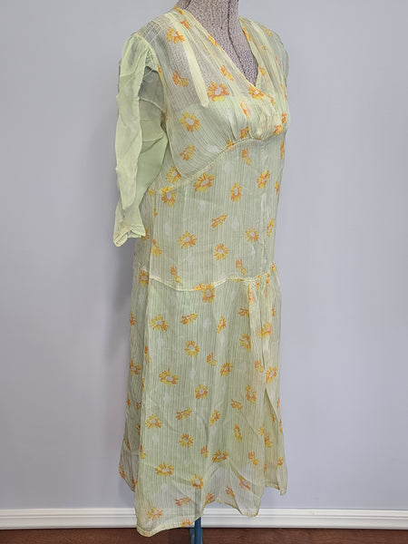 1920s Crepe Flapper Dress XXS <br> (31" Bust)