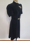 German Black Velvet Dress with Sequin Bow <br> (B-36" W-27" H-35")