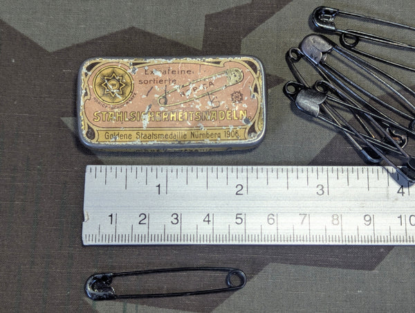 German Safety Pins in Tin