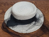 White Straw Tilt Hat with Netting