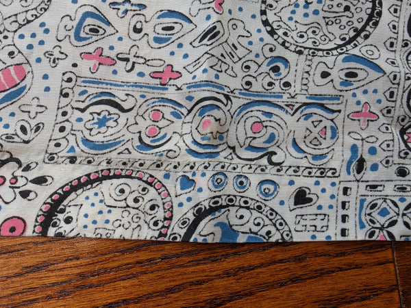 White Blue Pink Abstract Print Dress <br> (B-34" W-25.5" H-42")