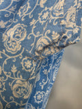 Blue White Print Dress with Red Accents <br> (B-38" W-32" H-41")