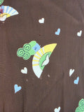 Cold Rayon Lady and Fan Novelty Print Dress <br> (B-36" W-27" H-35")