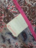 Pink and Brown Paisley Flower Print Wrap Dress <br> (B-44" W-35" H-46")