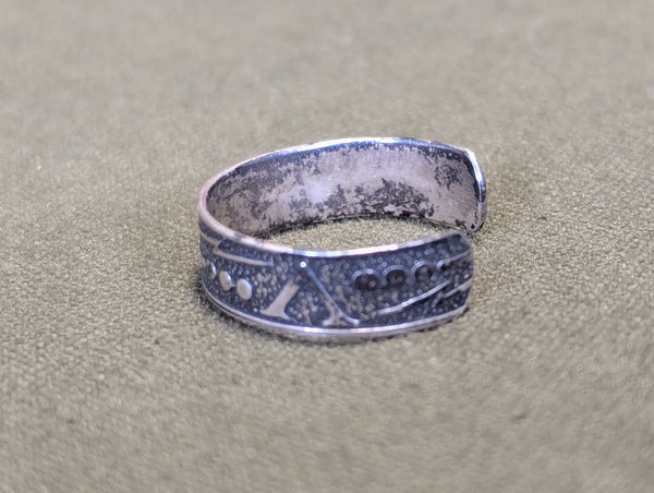 V for Victory Morse Code Ring Sterling 925 ASW
