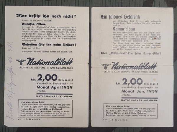 Nationalblatt Map Leaflets 1939 (Lot of 8)