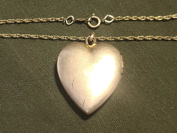 Army Air Corps Heart Locket Necklace Mother-of-Pearl