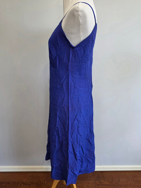 Blue Flower Print Dress and Slip <br> (B-37" W-33" H-37")