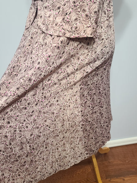 Lavender Rose Print Dress <br> (B-41" W-34" H-42")