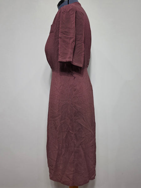 Maroon Dress with Tiny Polka Dots <br> (B-46" W-38.5" H-46")