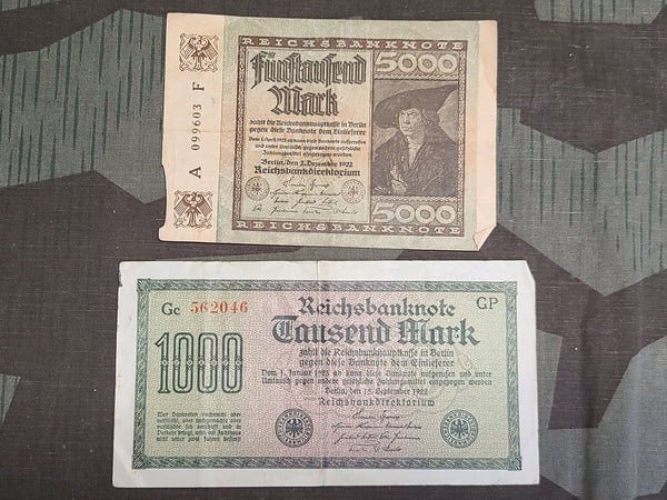 1922 Mark Reichsbanknote Lot of 5 Different Denominations