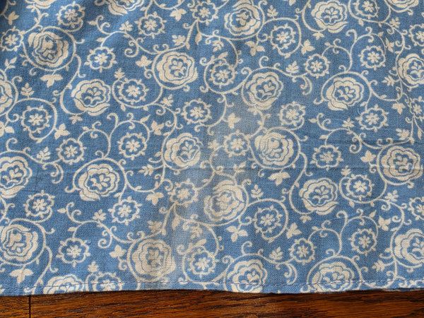 Blue White Print Dress with Red Accents <br> (B-38" W-32" H-41")