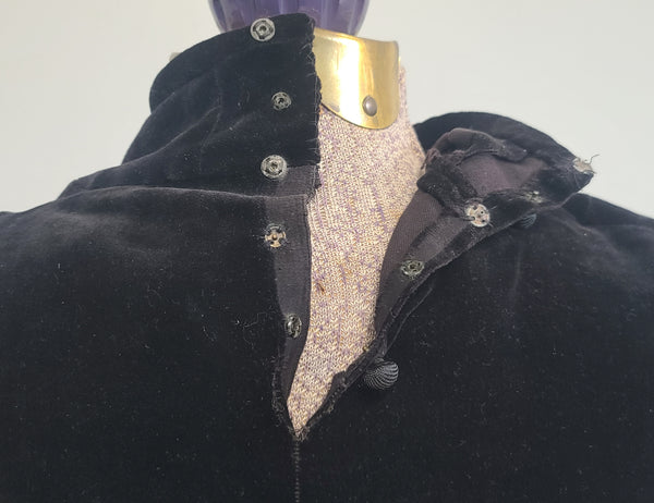 German Black Velvet Dress with Sequin Bow <br> (B-36" W-27" H-35")