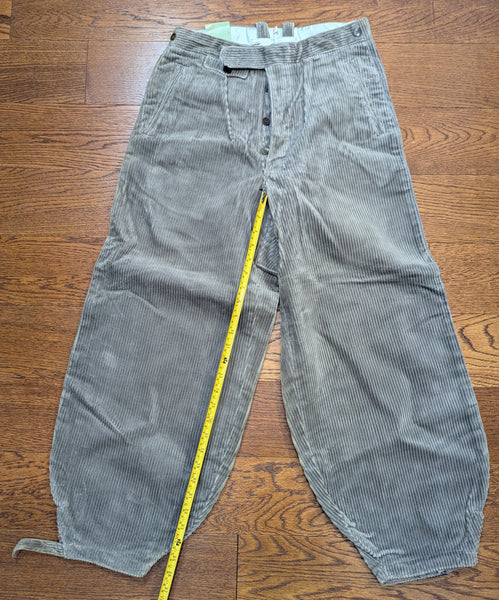 German Gray Corduroy Gray Plus Four Trousers (Small)