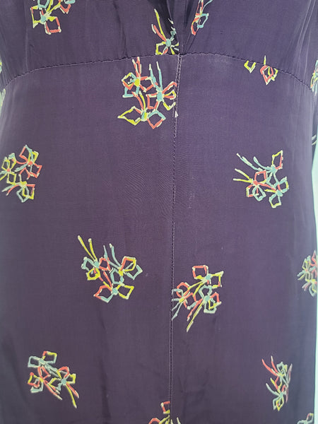 Purple Dress with Bow Print <br> (B-40" W-30" H-37")