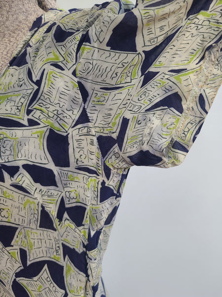 Newspaper Novelty Print Dress (as-is) <br> (B-34" W.25.5" H-34")