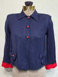 Navy Blue Smock Top with Red Trim <br> (34" Bust)