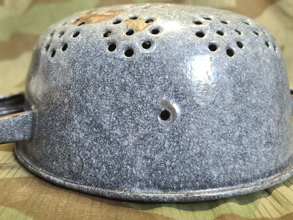 colander motorcycle helmet German Helmet Made into a Strainer