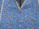 Blue Cold Rayon Flower Print Dress <br> (B-42" W-40" H-45")