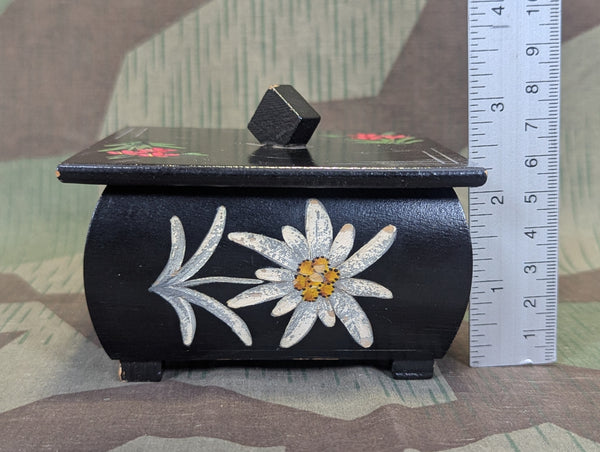Wood Edelweiss Carved Jewelry or Keepsake Box
