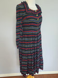 German Long Sleeve Stripe Print Dirndl Dress <br> (B-36" W-30")