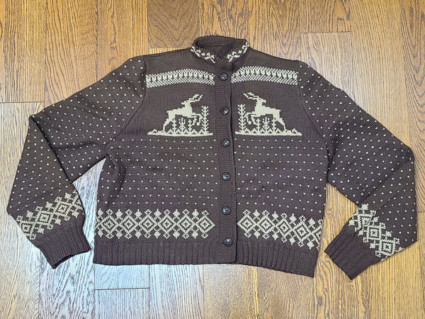 Deer Cardigan Sweater (45" Bust)