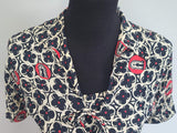 Flower and Person in Archway Novelty Print Dress <br> (B-41" W-28" H-41")