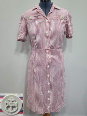 Red White and Blue Stripe Patriotic Dress with USN Sweetheart Buttons <br> (B-48" W-41.5" H-50")