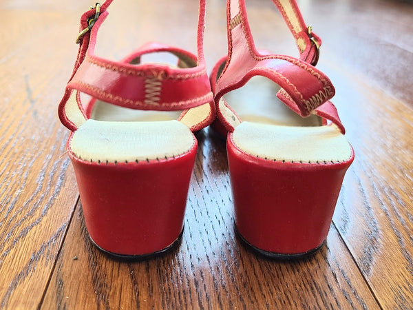 Red Peep-Toe Sandals (Size 6 1/2)