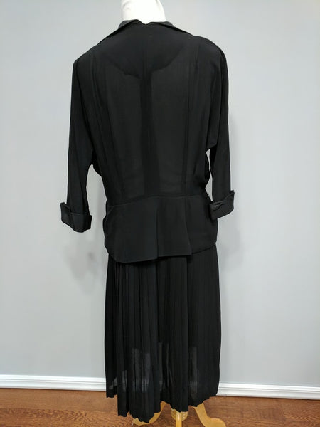 Black Rayon Dress with Peplum <br> (B-43" W-32" H-42")