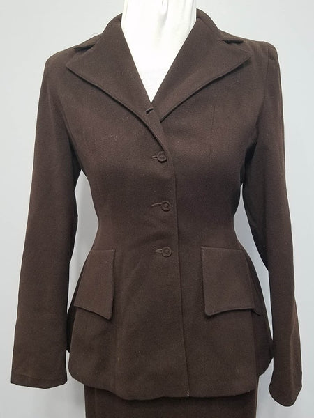 Brown Wool Skirt Suit <br> (B-35" W-27" H-37")