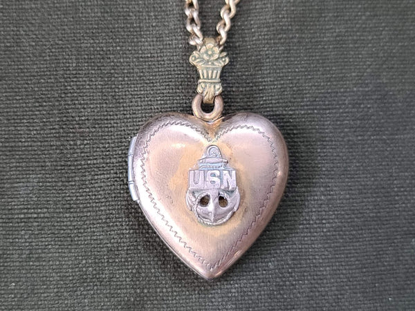 US Navy Heart Locket Necklace with Picture
