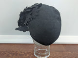 Black Felt Hat Sequins and Flowers