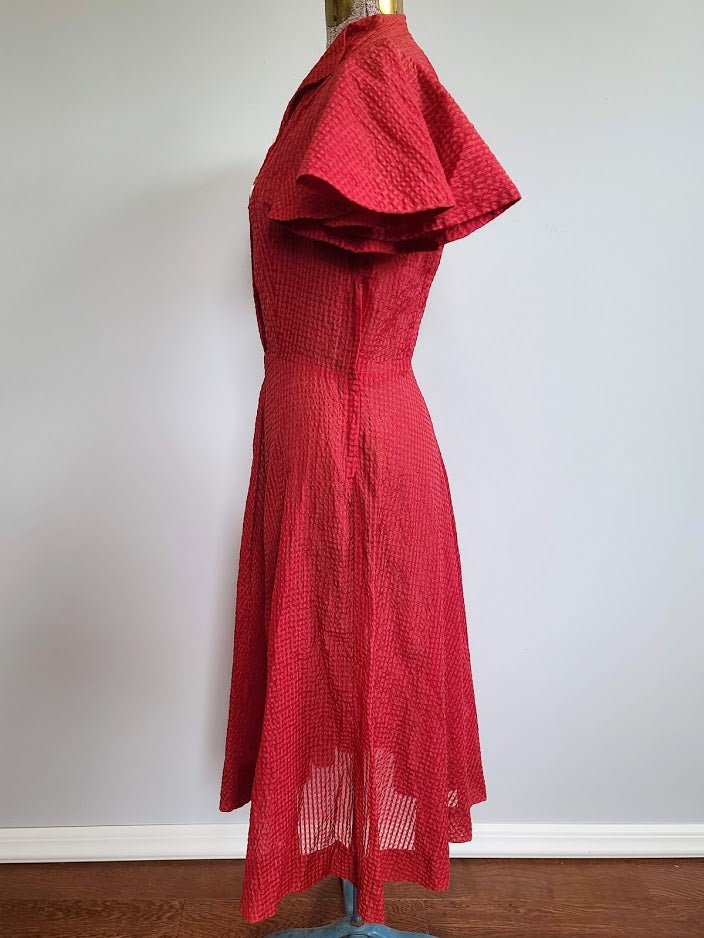 Red Seersucker Dress (B-37