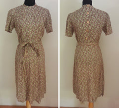 German Green/Brown Dress - Buttons in the Back <br> (B-39" W-32" H-38")