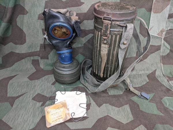 Complete WWII German Gas Mask and Can 1944
