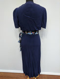 Blue Flower Print Dress w/ Matching Jacket <br> (B-39" W-30" H-33")