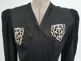 German Black Dress with White Appliqué <br> (B-36" W-31" H-36")