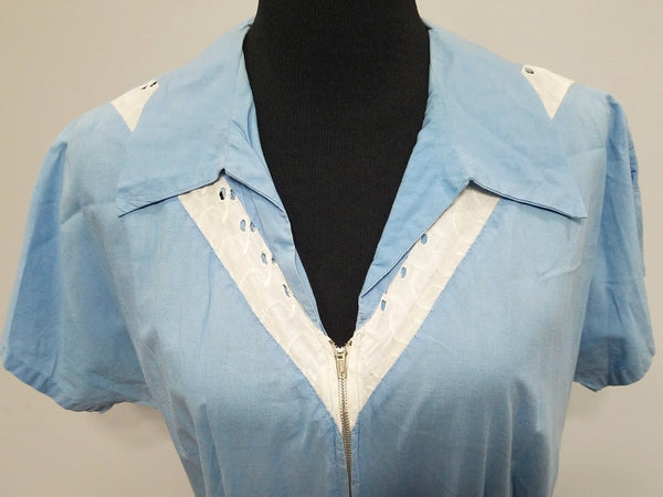 Pale Blue Zipper Front Dress <br> (B-45" W-39" H-49")