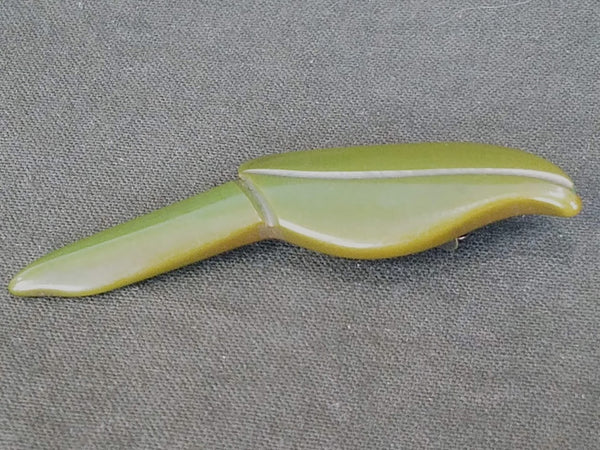 Green Bakelite Bird Pin