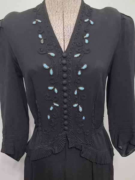 Black Dress with Beading and Soutache <br> (B-35" W-30" H-36")